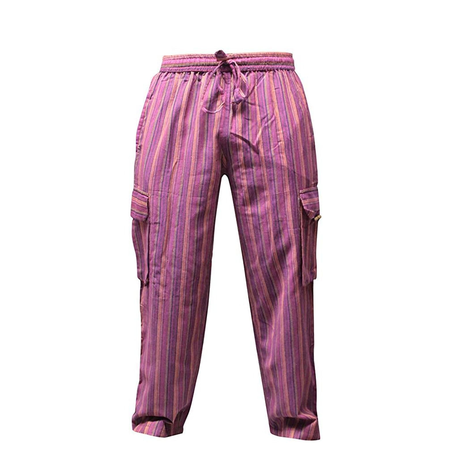 Shopoholic Fashion Men's L.purple Hippie Combat Pant Striped Cargo Trouser, (, Xl)