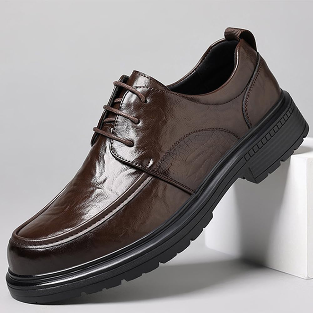 Uomo in Pelle Scarpe Eleganti | con Punta Arrotondata, con Lacci, Antiscivolo, Low Top, Party, Cerimonia, ufficio