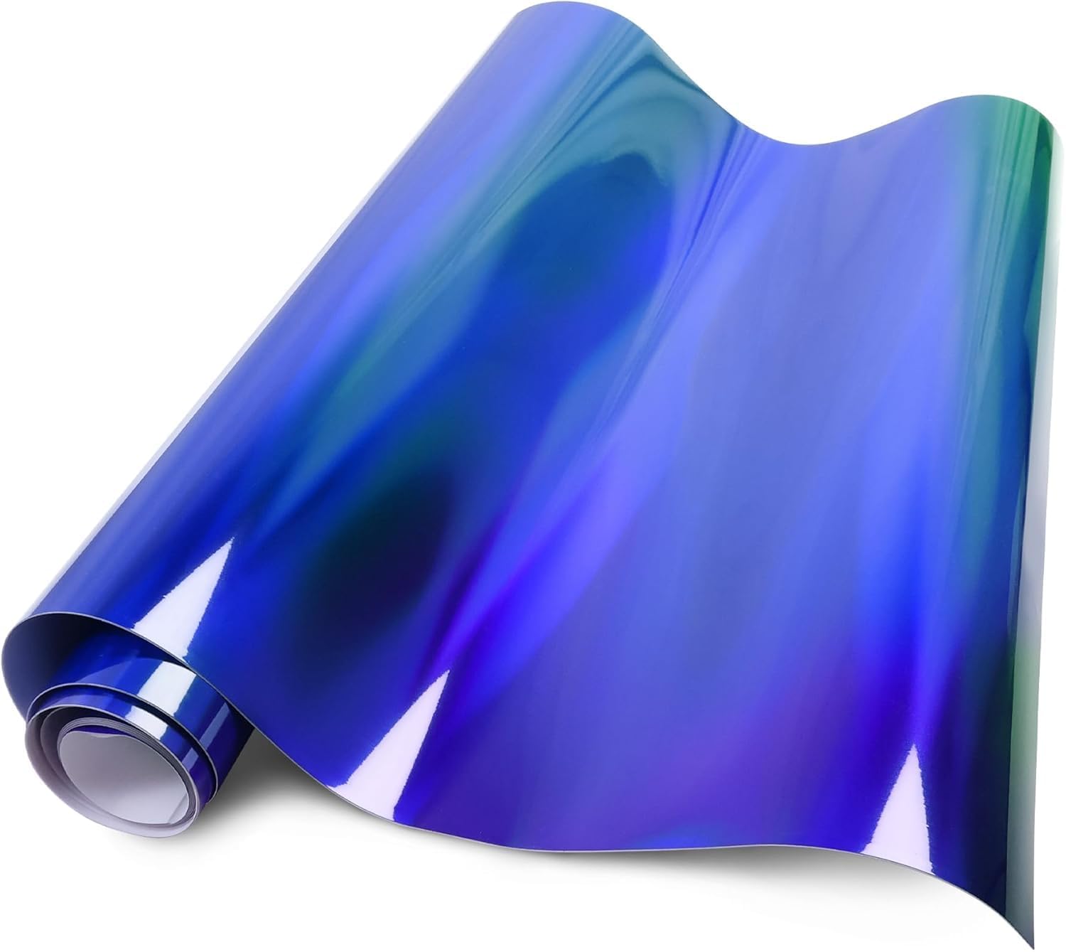 Lypumso Holographic Laser Silver Vinyl Wrap, PET Chrome Metallic Car Wrap Vinyl Self Adhesive Decal Sticker Air Release Glossy Film Sheet for Cars (Blue, 1ft x 5ft)