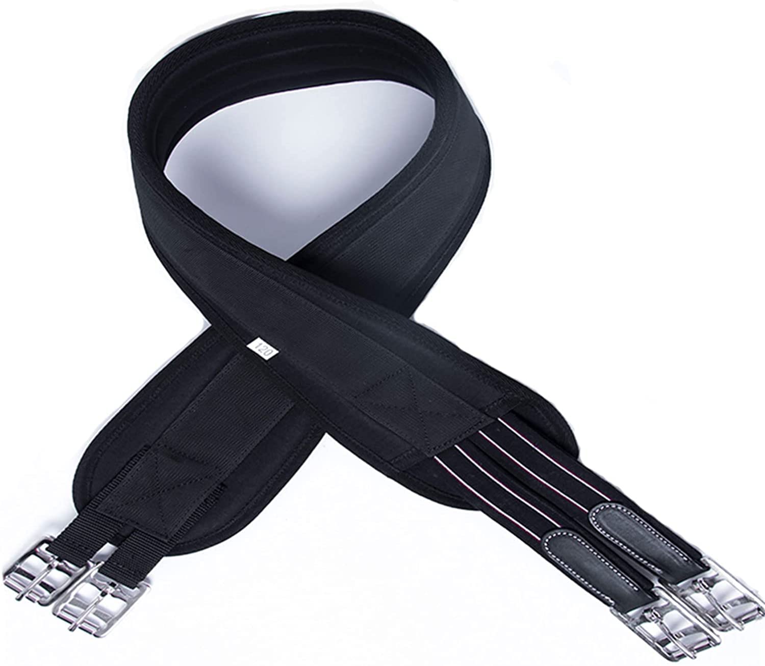 WANYAN Cincha para Caballo Banda De Vientre De Cincha Oxford Negra EláStico De Doble Fila Cincha De Doma (115 cm / 45.2 Inches)