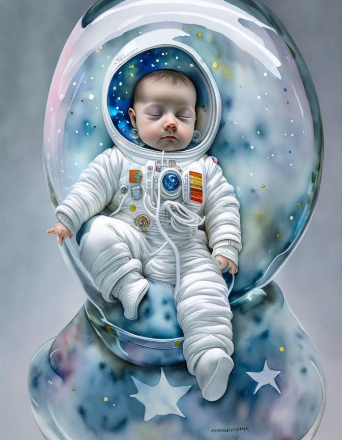 Affiches sur toile art mural sans cadre SERENDIPITP décoration chambre enfant aquarelle spatiale