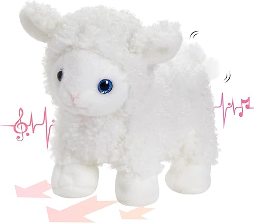 Miniatura 1 de Peluche electrónico de oveja que camina, canta, interactiva, animada, divertida, juguetes de peluche, ovejas que menean la cola, animales de