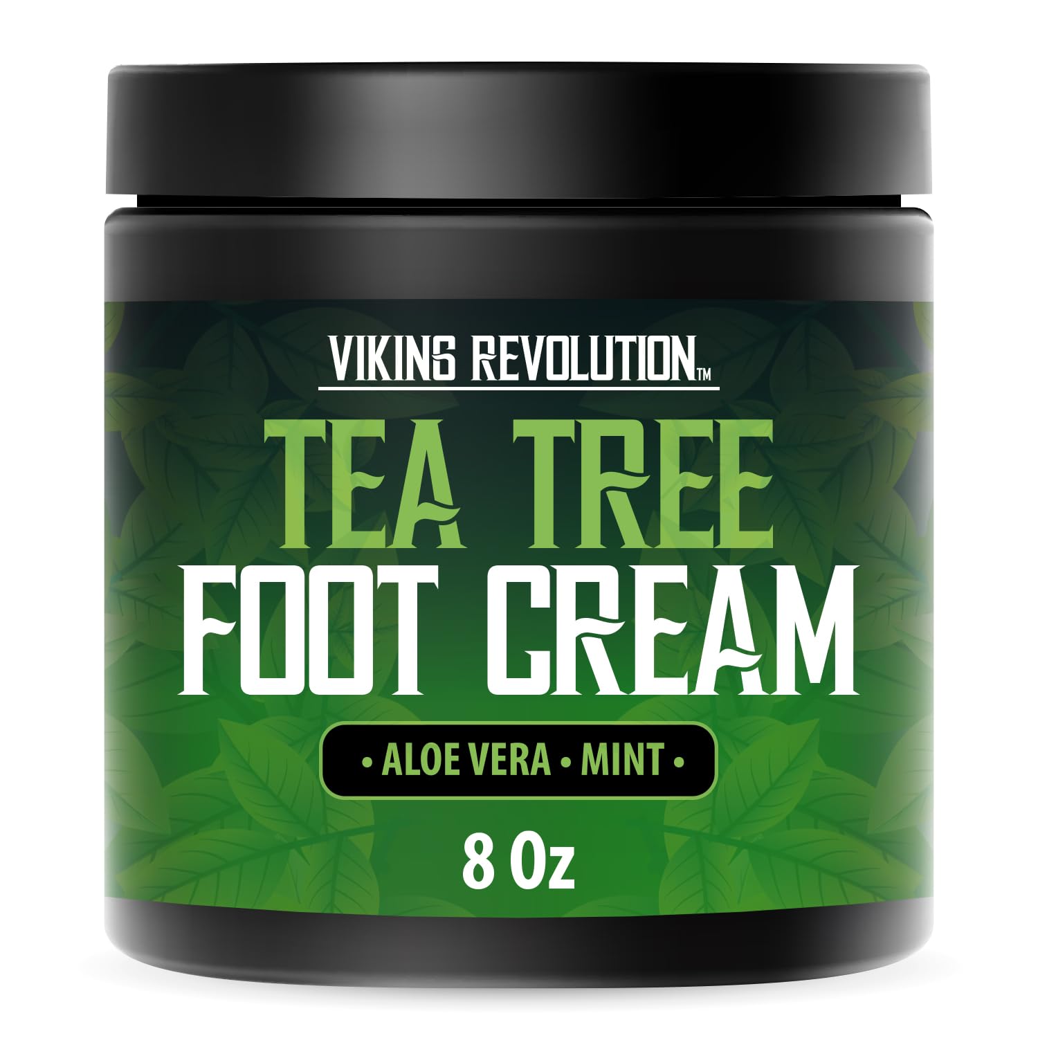 Viking Revolution Tea Tree Foot Cream for Dry Cracked Heels - Foot Balm For Cracked Feet - Dry Feet Repairing Cream with Aloe Vera and Mint (8oz)
