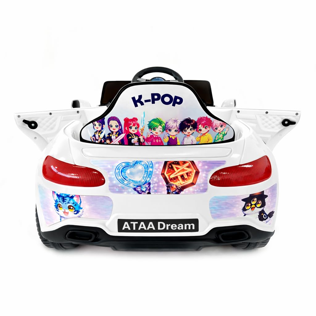 Coche eléctrico Infantil ATAA K-Pop 6V con Mando Parental, Luces y música, Coche niños con Control Remoto y cinturón, 3-4 años - Blanco