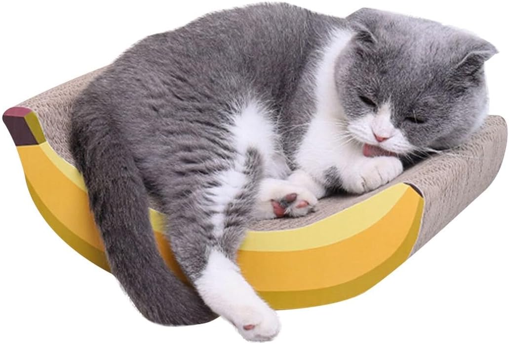 review Lightweight Banana Design Reversible Cardboard Cat Scratcher, Portable Kitten Pad for Sleeping and Scratching