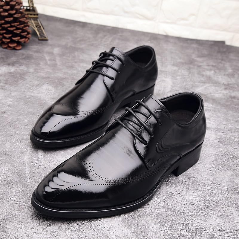 Men's Dress Shoes Leather Classic Formal Mens Oxfords Retro Oxford Classic Lace-up Formal Tuxedo Shoes Anti-Slip Low Top Non Slip Prom4