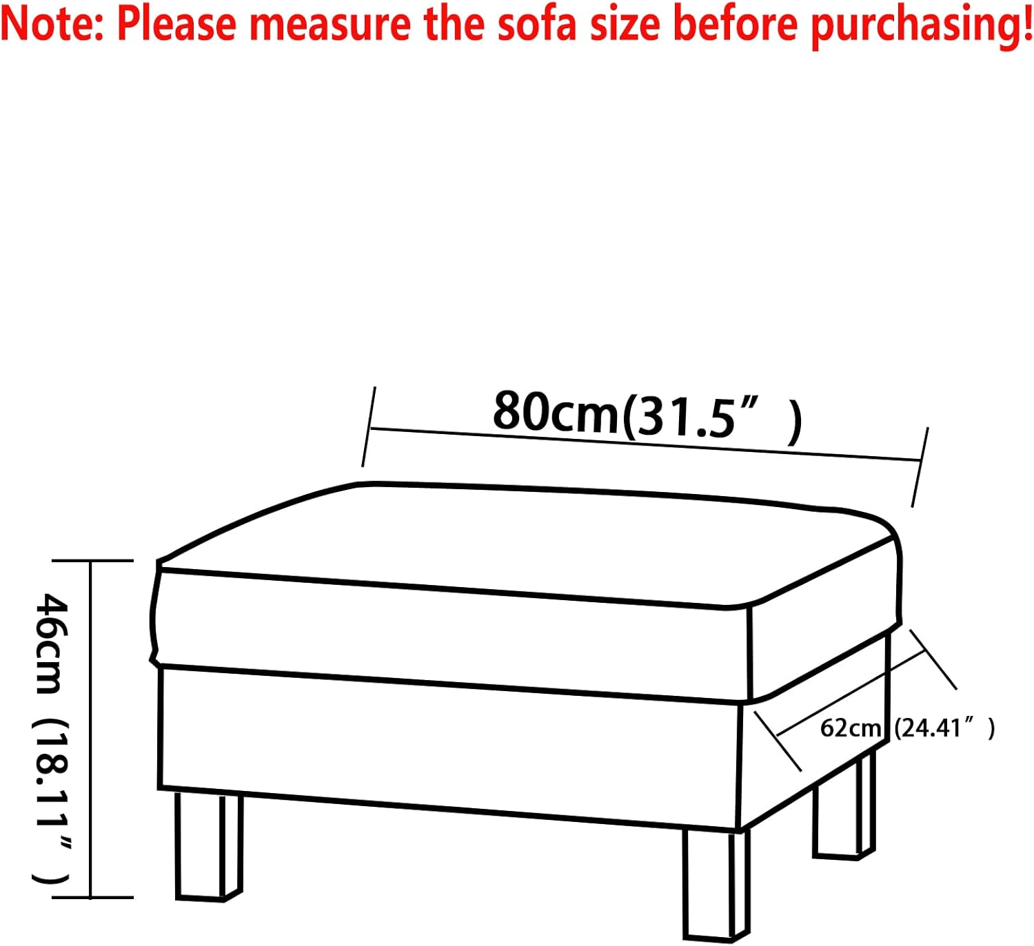 Fluorescent Green Velvet Replacement Covers - 2 Piece Fitted Ottoman Cover for Sofa Footstool - Only Cover