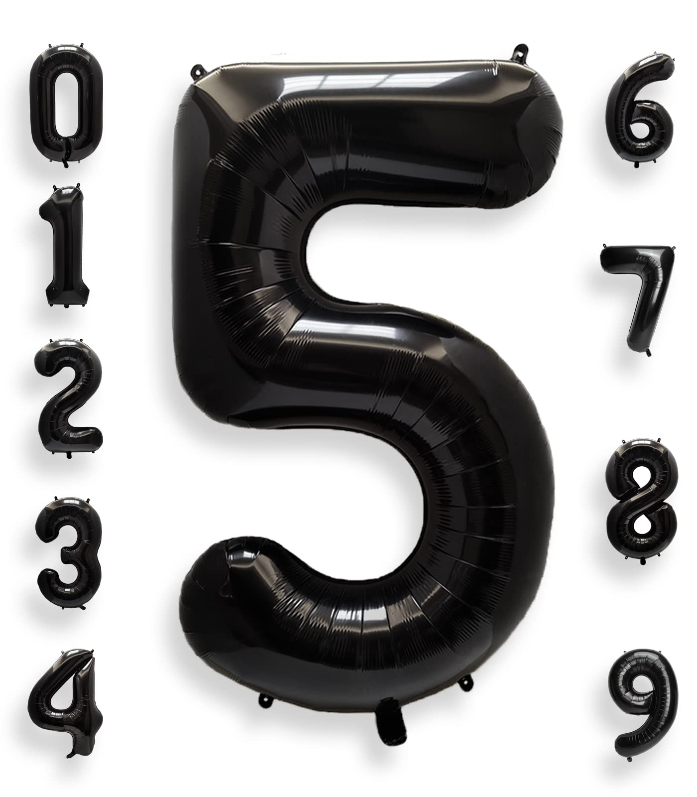 AULE 40 Inch Big Black 5 Balloon Number Large Foil Helium Number Balloons 0-9 Jumbo Giant Happy 5th Birthday Party Decorations for Boy or Girl Huge Mylar Anniversary Party Supplies