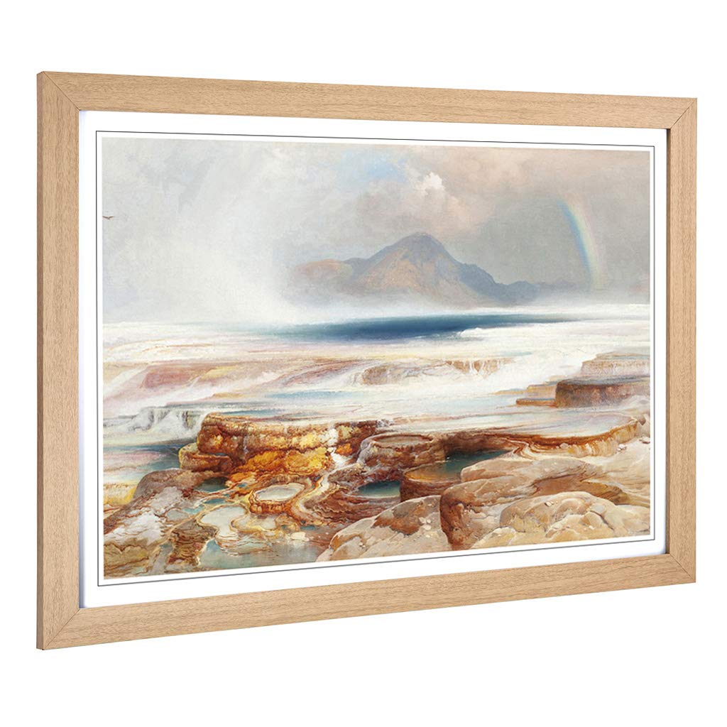 Big Box Art Framed Print of Thomas Moran Hot Springs of The Yellowstone Design | Wall Art Picture | Home Decor for Kitchen, Living Room, Bedroom, Hallway, Oak, A2 / 24.5x18 Inch / 62x45cm