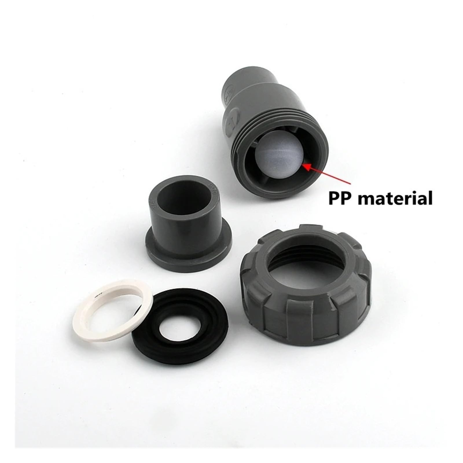 1PC 20 25 32 40 50mm kulowe zawory zwrotne UPVC zawór pionowy wydechowy nawadnianie ogrodu adapter do akwarium złącze rury pcv(Dark Gray,50mm Inner diameter)