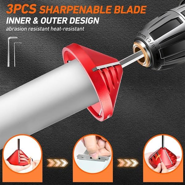 2-In-1 Internal & External Chamfer Tool, PVC Chamfer Tool, PVC Pipe Reamer, Plumbing Tool for PVC, CPVC, ABS, PP, PE Pipe