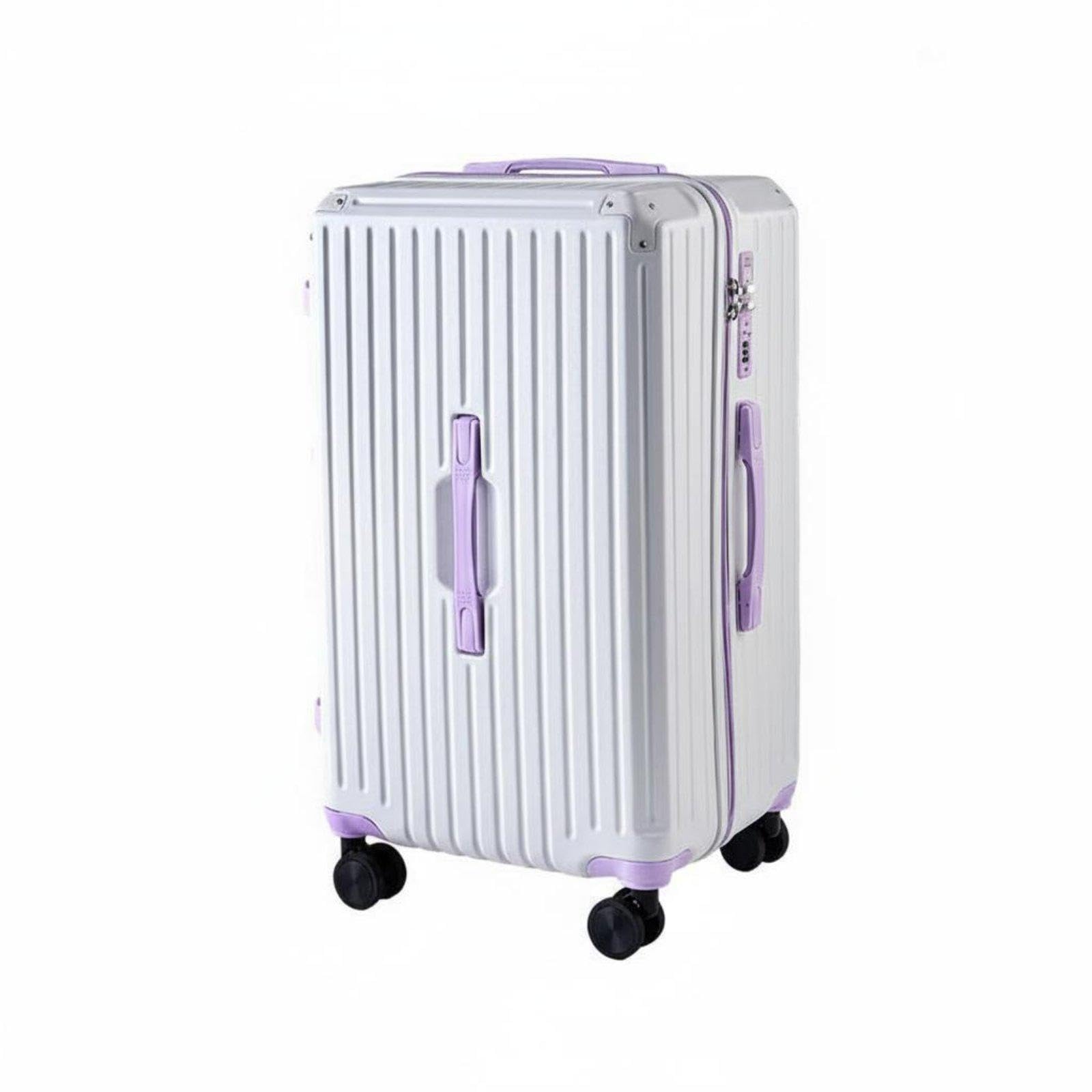 calandis Trolley Travel Case Large Capacity Luggage with Rotating Wheels Suitcase with Rotating Wheels for Commuters, Students, Business Trip White-Purple 20 Inch-picture-14
