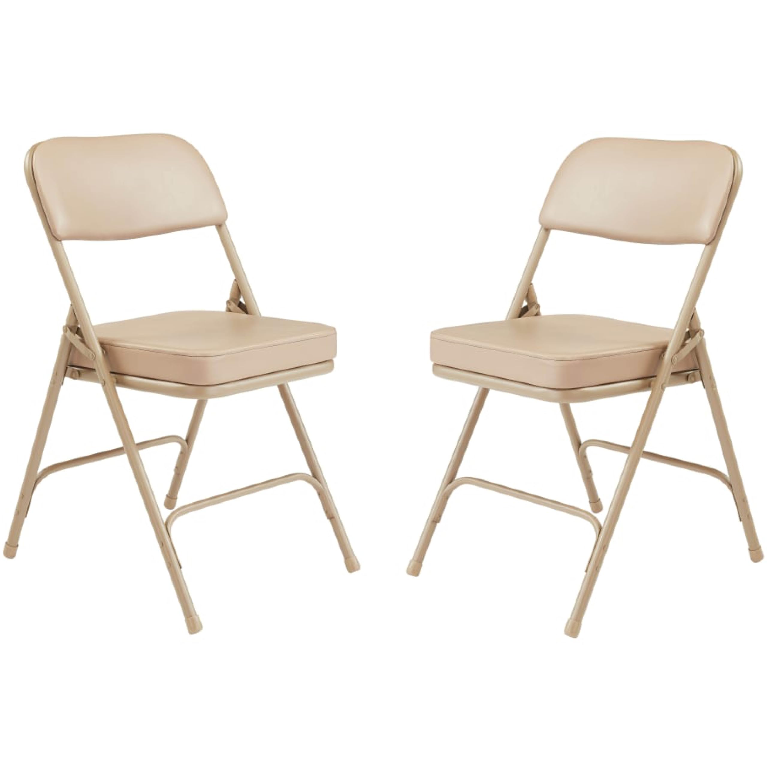 Premium Cushioned Portable Folding Chairs by National Public Seating – 3200 Series Upholstered, Heavy-Duty Foldable Chairs for Indoor & Outdoor Use – Set of 2, Comfortable & Durable, Beige