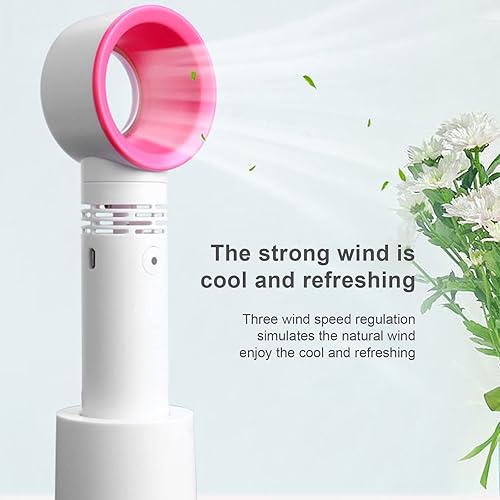 Miniatura 5 de Mini ventilador portátil sin aspas para extensión de pestañas, silencioso portátil recargable, ventilador de pestañas de mano con 3 velocidades,