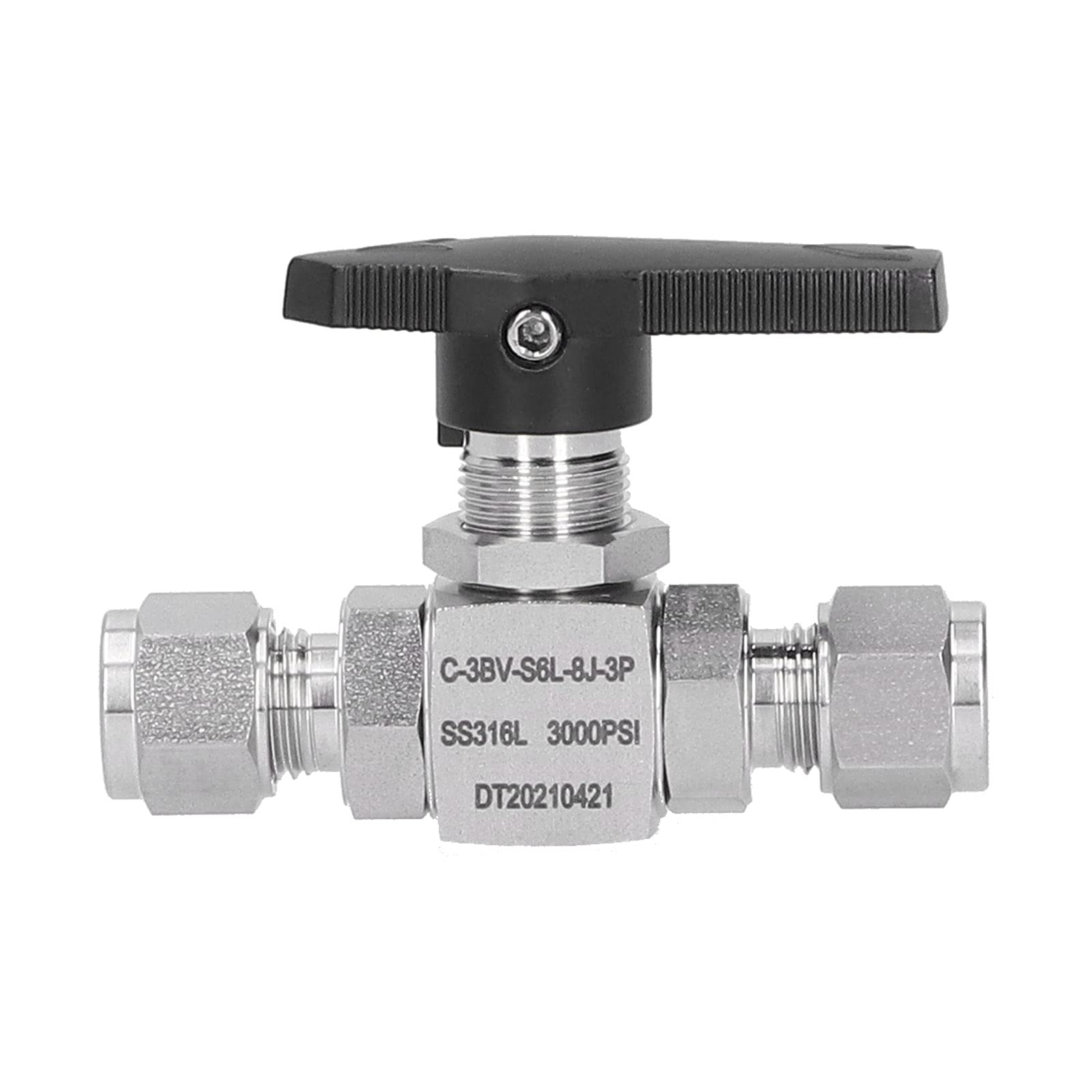 Válvula de bola de acero inoxidable, equipo de virola pasante recta de 3 piezas SS316L de 8 mm de diámetro para conservación de energía, industria automotriz, petroquímica,