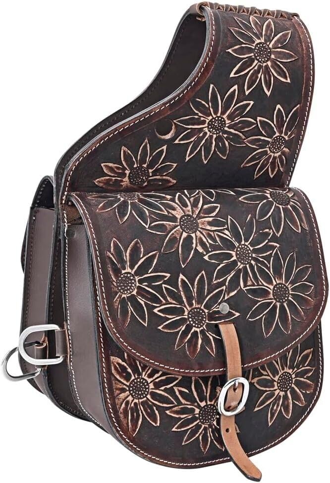 Premium Western Leather Saddle Bag for Horse Carrier Equestrian Western Horse Saddle Bag Size- Medium. Model-N0-14