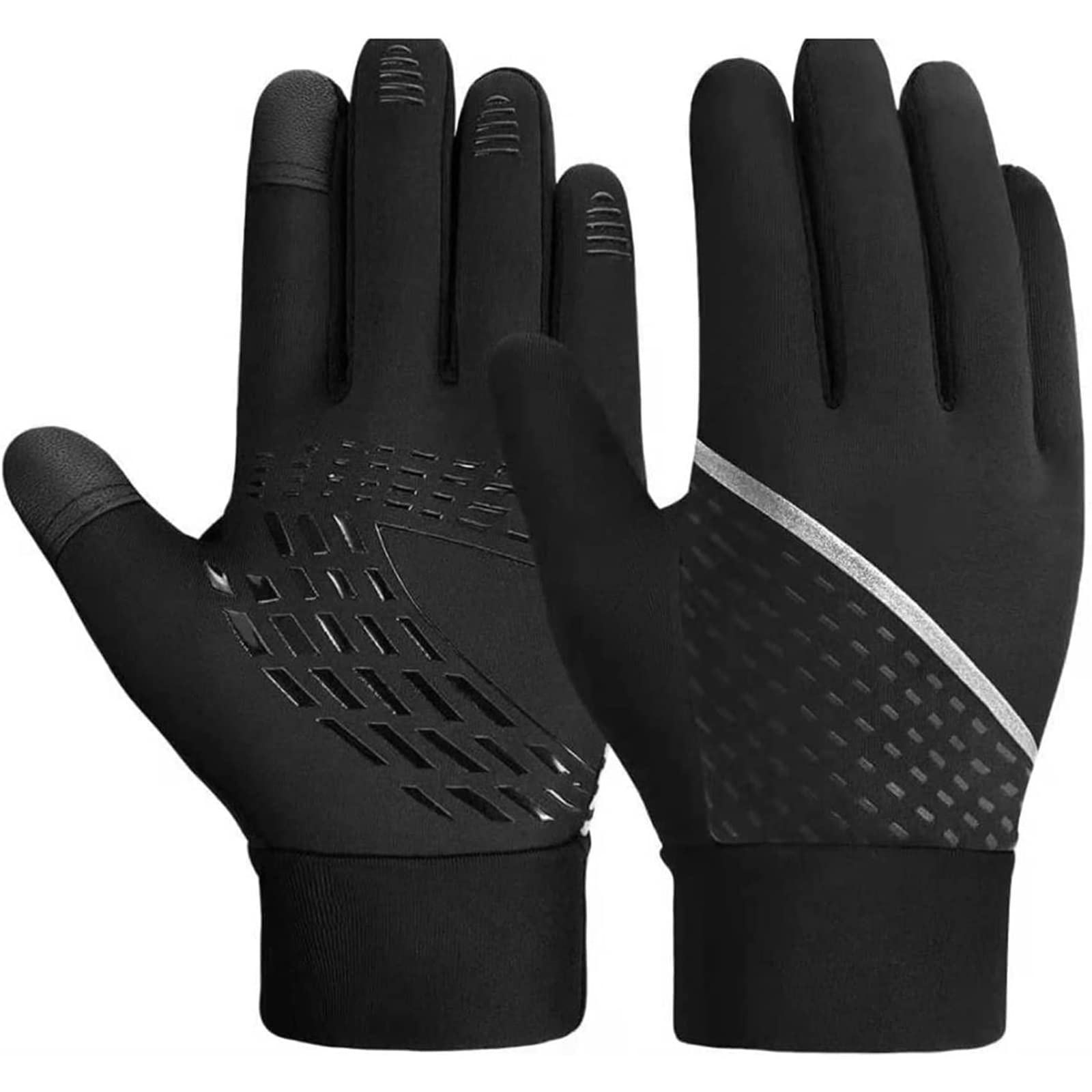 Habiba Mitones Guantes cálidos de Invierno, Mitones Reflectantes de Pantalla táctil, Guantes de Dedo Completo para Hombres y Mujeres para Deportes al Aire Libre, Negro Útil