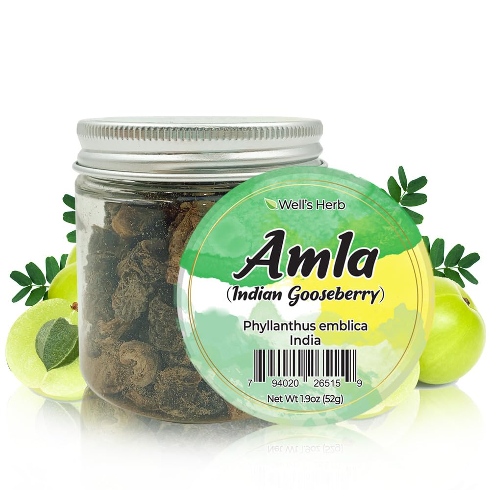 Well's Dried Amla Herb | 1.9 oz. | 100% Natural | Perfect for Herbal Hair & Skin Oil DIY