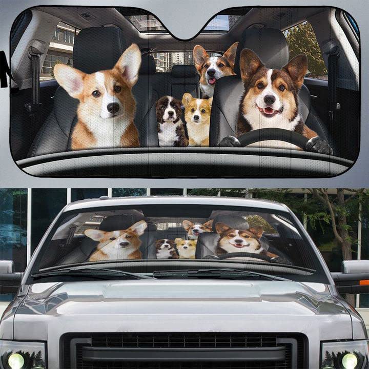 Couverture pare-brise voiture imperméable universelle avec motif Corgi été