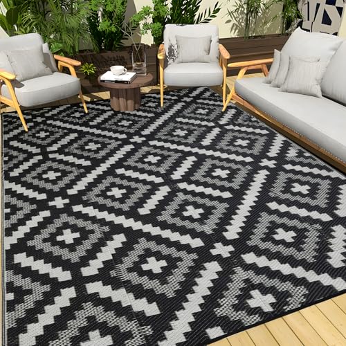 YONILE Outdoor Area Rug 274x365cm Waterproof, Reversible Outdoor Plastic Straw Rug for Patios Clearance,Carpet RV Mat for Camping Backyard Deck Porch
