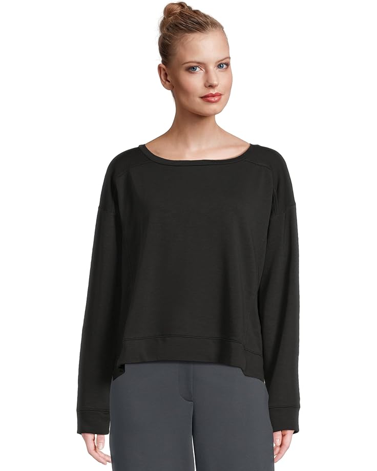 Eileen Fisher Garment Dyed Terry Ballet Neck Box Top - Main View