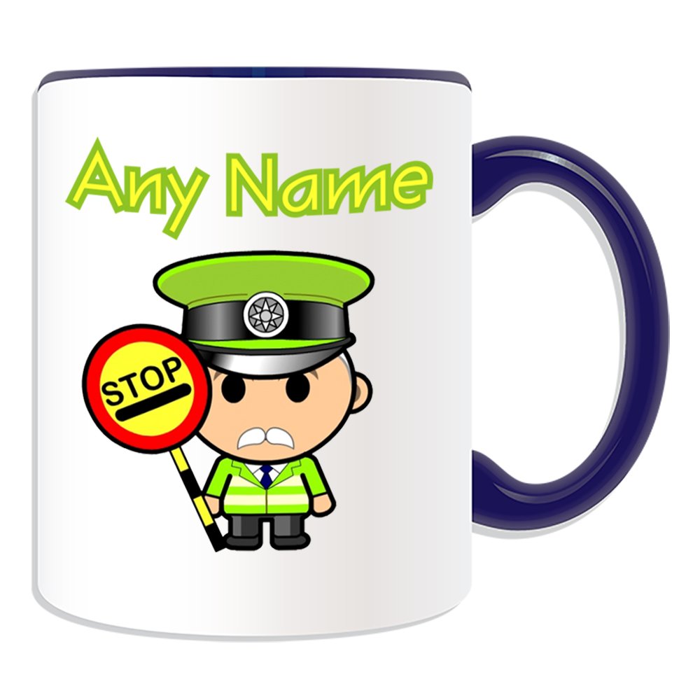 Unigift Blue Personalised Gift - Lollipop Man Mug (Career Design Theme, Colour Options) - Any Name/Message On Your Unique - School Crossing Patrols Old Traffic Stop Occupation