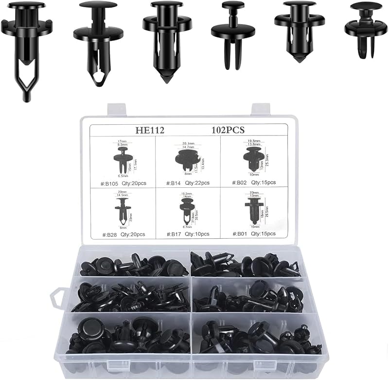Kit de presilhas plásticas para para-choque OTUAYAUTO com rebite de pressão – 102 peças