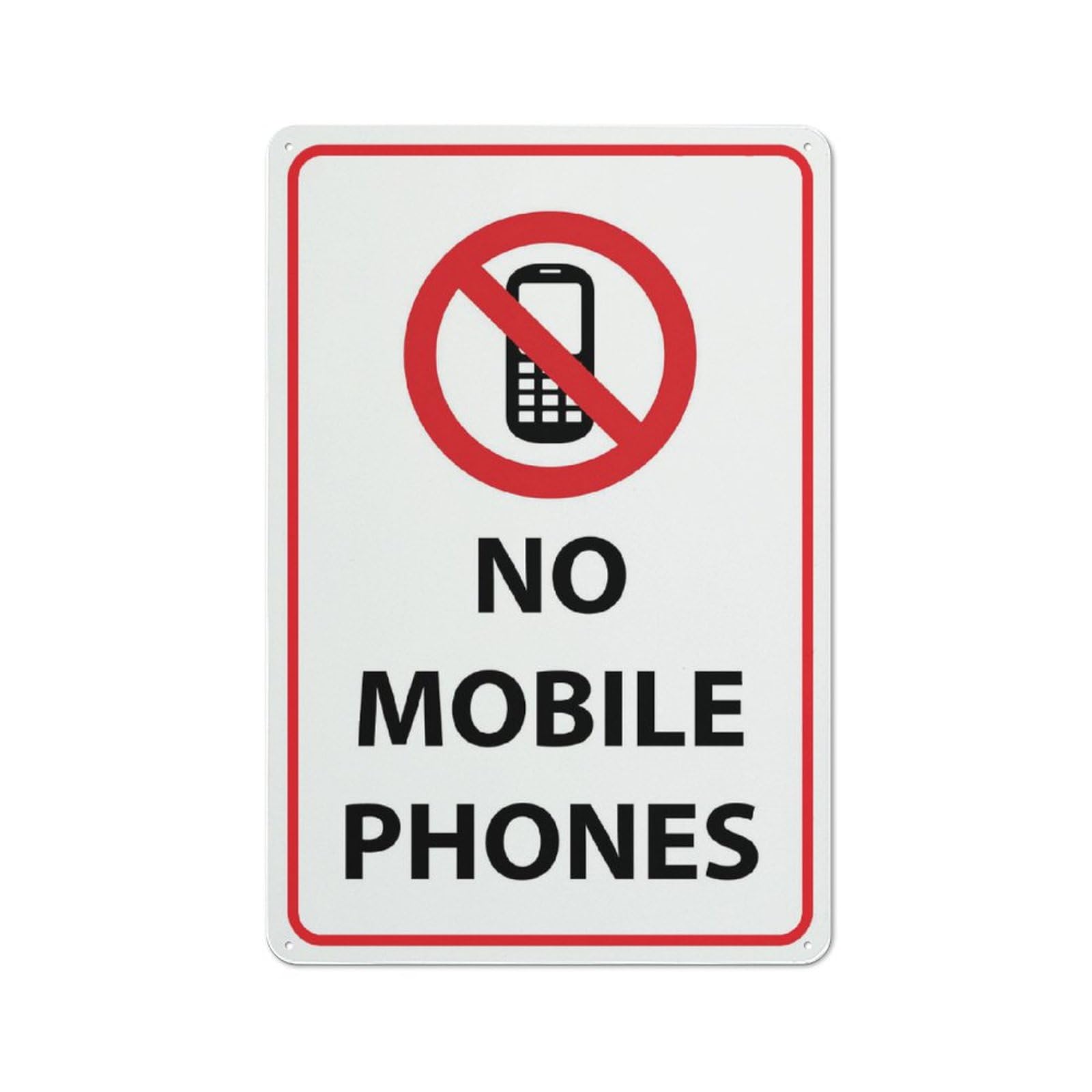No Mobile Phones Sign 12X8 Inch Aluminum Uv Ink Printed For House And Business