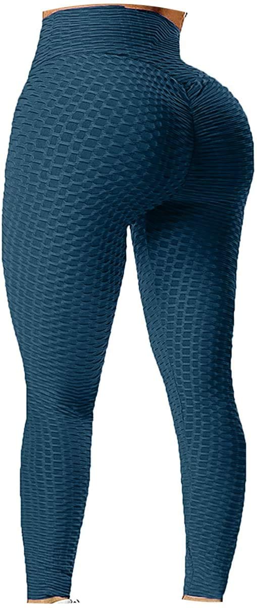 OKJ Women's High Waist Yoga Pants TIK Tok Butt Lifting Anti Cellulite Workout Leggings Tummy Control Leggings Tight