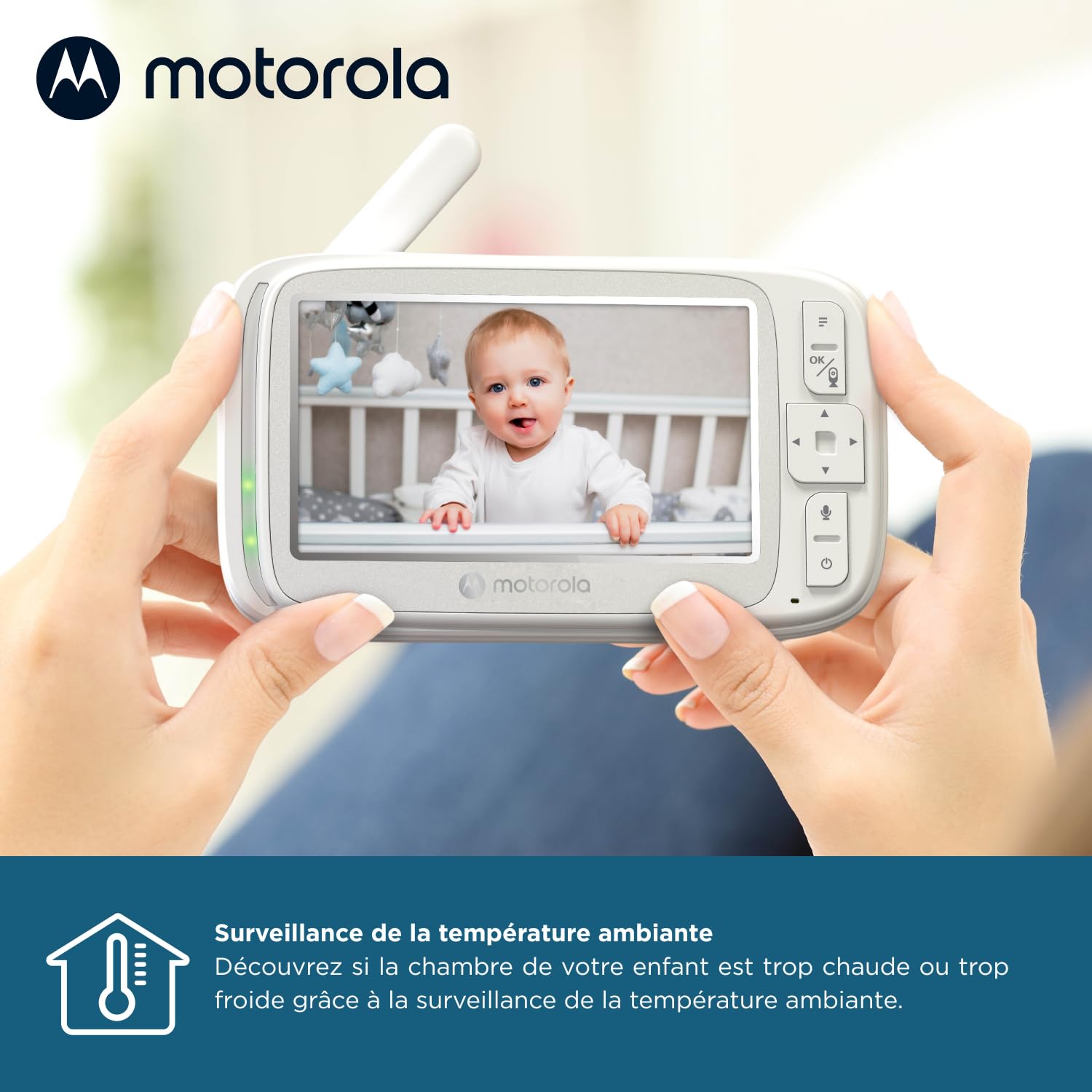 Motorola Nursery VM75 Babyphone Vidéo 5", Vision Nocturne, Bidirect.