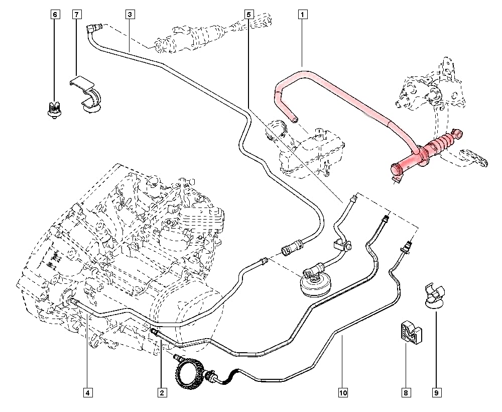 Partsline Emetteur de Pédale d'Embrayage compatible avec Clio 3, Modus/Grand Modus - 8200436137