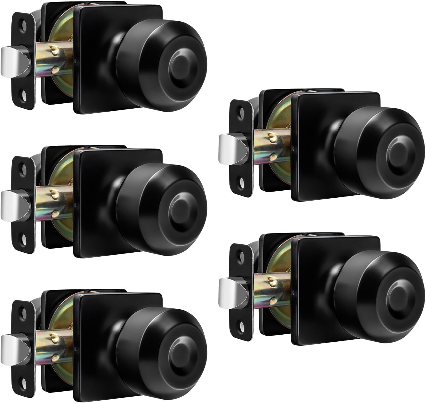 goldenwarm Closet Door Knobs, Matte Black Passage Door Knob Interior, Black Square Interior DoorKnobs for Hall and Closet (5 Pack) 5 Pack Passage Balck