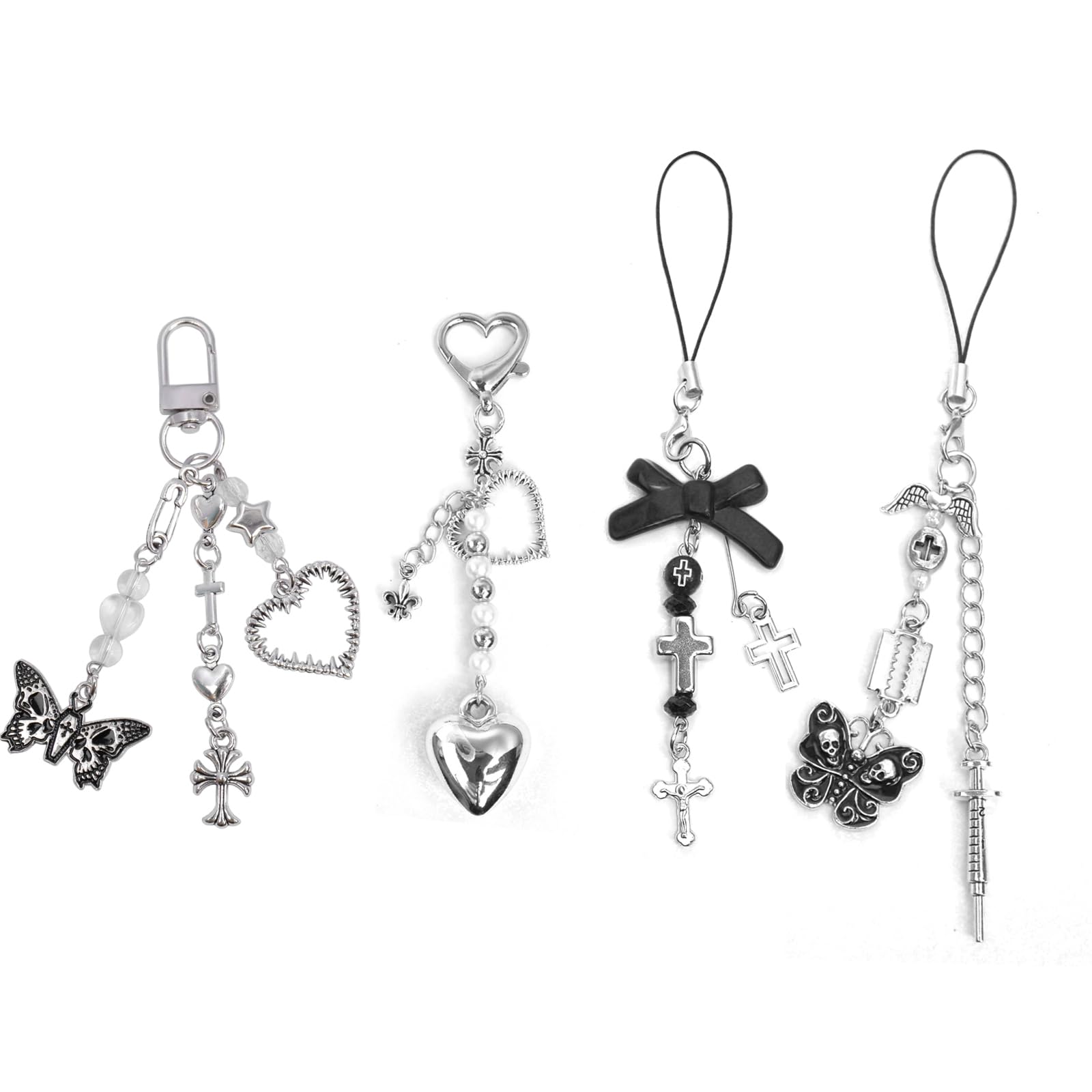 Locharme 4PCS Cute Phone Charms Aesthetic Y2K CellPhone Charms Strap Pink Strawberry Butterfly Star Phone Charm Y2K Accessories Keychain for Backpack, Digital Cameras, Kindles, Air Pods - 1