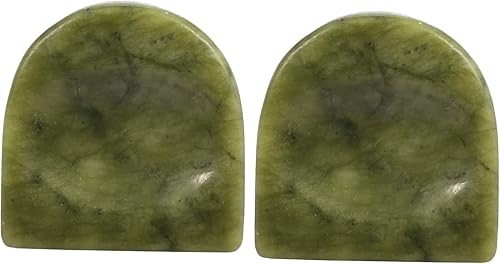 Rockcloud Piedra de preocupación, piedras de palma para el pulgar para la ansiedad, cristal curativo, semicírculo, jade verde