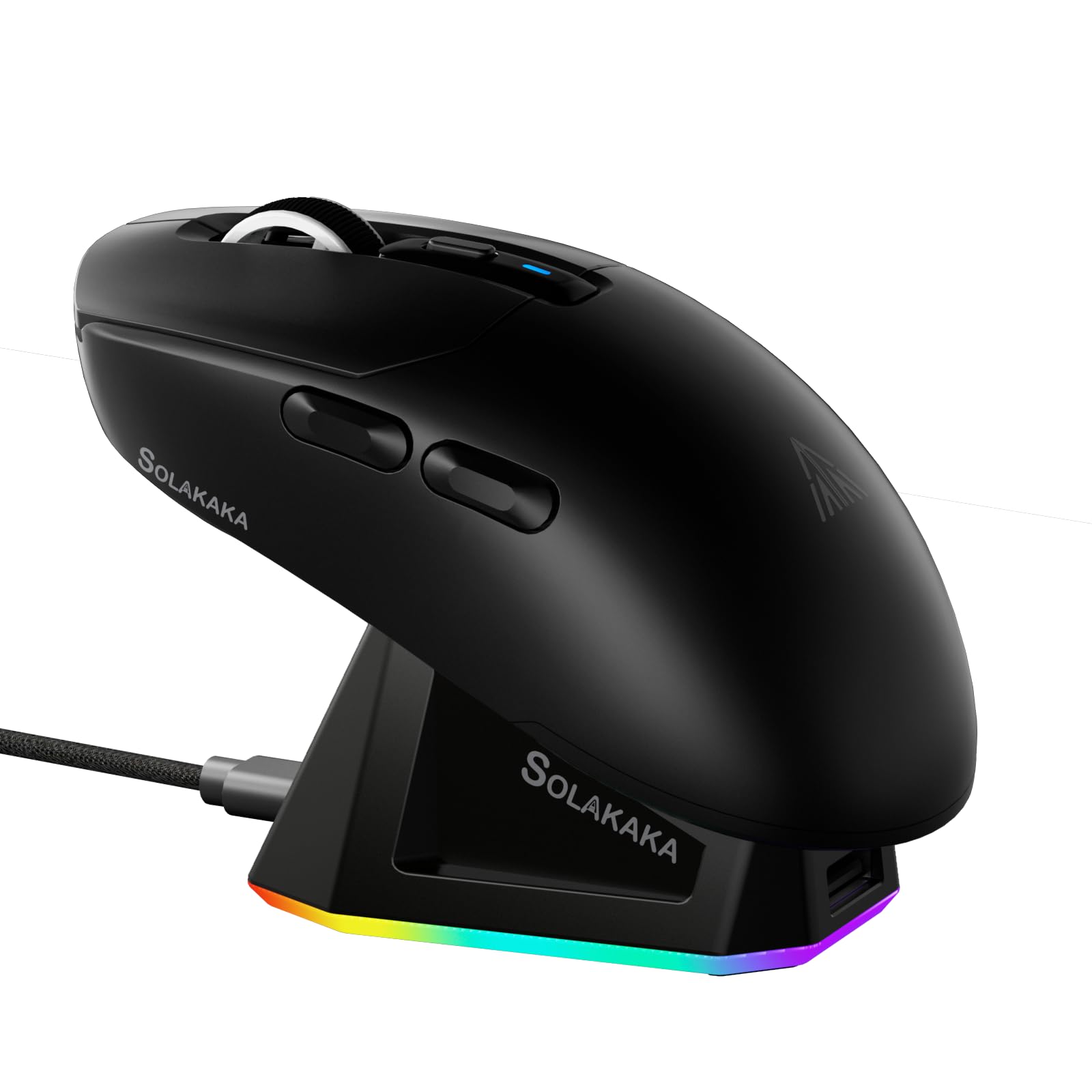 SM820 Wireless Gaming Mouse with RGB Charging Dock,24000 DPI Tri-Modes Wireless Mouse with 2 Side Buttons,Programmable Macro Mouse for Gaming(Black)