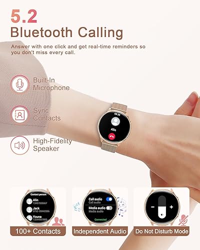 Miniatura 2 de Relojes inteligentes para mujer, 1.32 pulgadas, pantalla siempre encendida, reloj inteligente con llamada Bluetooth, frecuencia cardíaca, presión