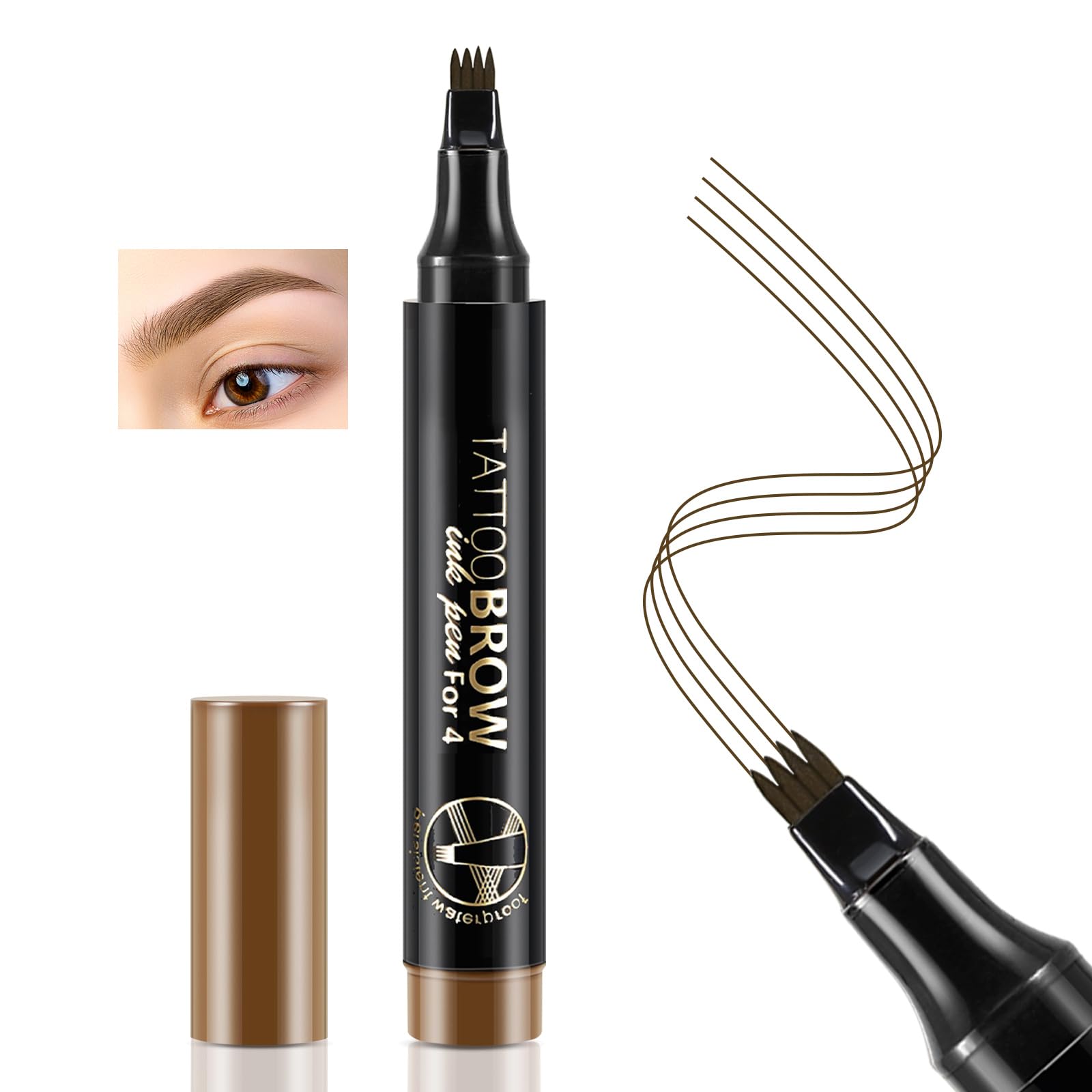 Boobeen Lápiz Líquido de Cejas, Lápiz de Cejas Microblading con Aplicador de Punta de Precisión, Lápiz de Cejas Impermeable para Maquillaje de Ojos de Larga Duración