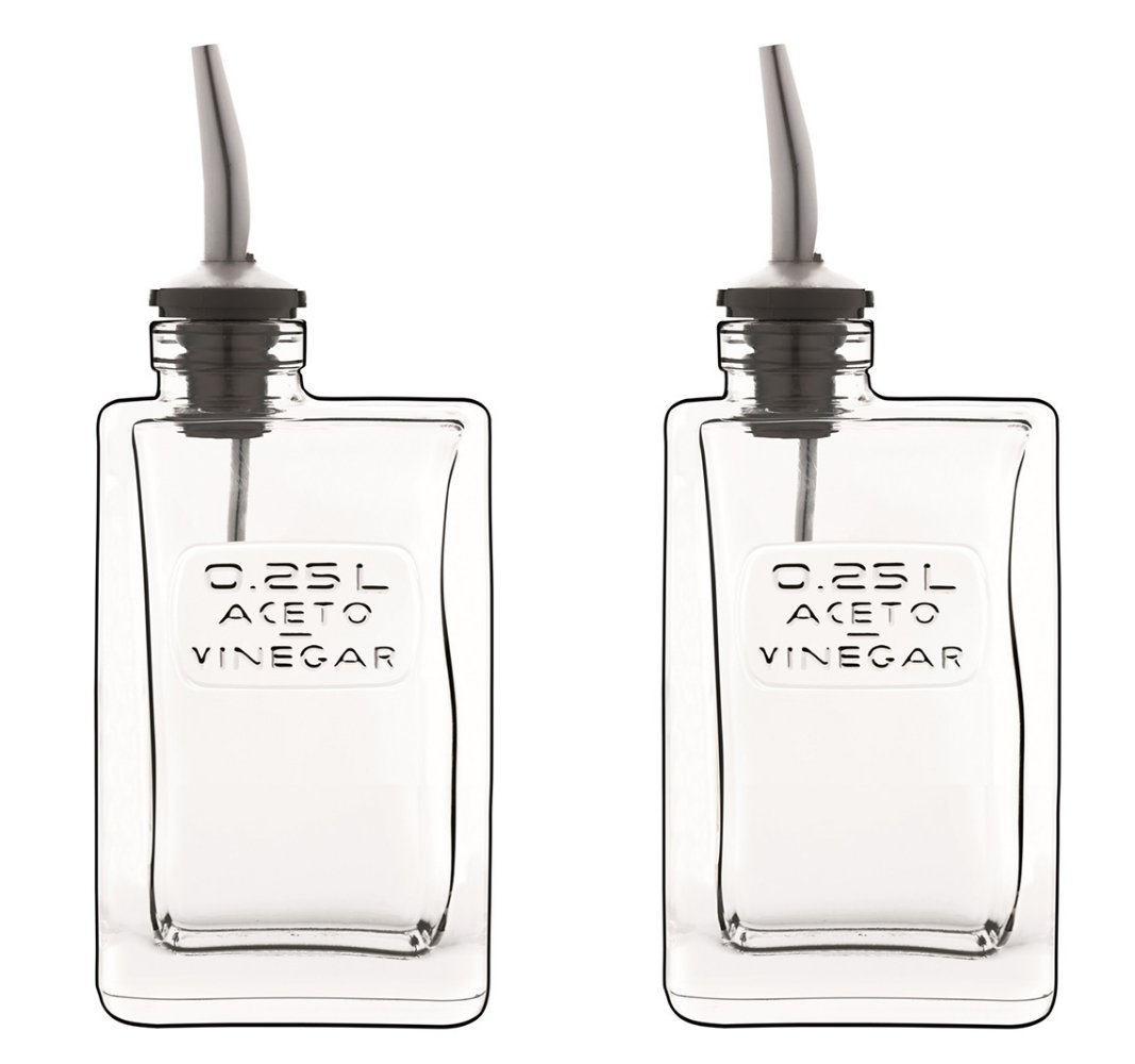 Luigi Bormioli Trasparent Silver Bormioli Luigi:optima Vinegar Bottle With Stopper, 8.45 Fluid Ounces (250Ml) Capacity, Pack Of 2