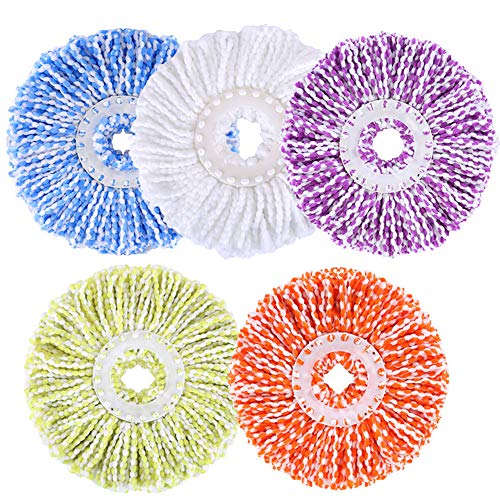 Paquete de 5 recambios de cabezal de fregona de microfibra de repuesto para el sistema de fregona giratoria universal giratoria Recambio de cabezales de fregona