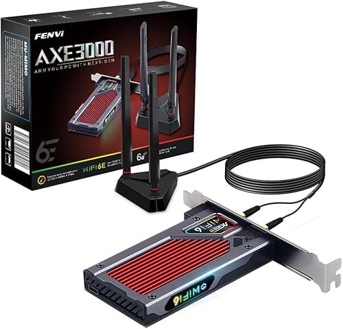Miniatura 8 de fenvi AX210 WiFi 6E PCI-E Adaptador WiFi BT5.2 RGB Gaming 802.11ax ac 160MHz 2.4GHz 5GHz 6GHz Tri-Band 5400Mbps AX210NGW tarjeta WiFi de escritorio