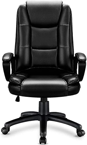 OFIKA Home Office Chair, 400LBS Big and Tall Computer Chair Heavy Duty Design, Ergonomic High Back Cushion Lumbar Back Support, Adjustable Executive Leather with Armrest