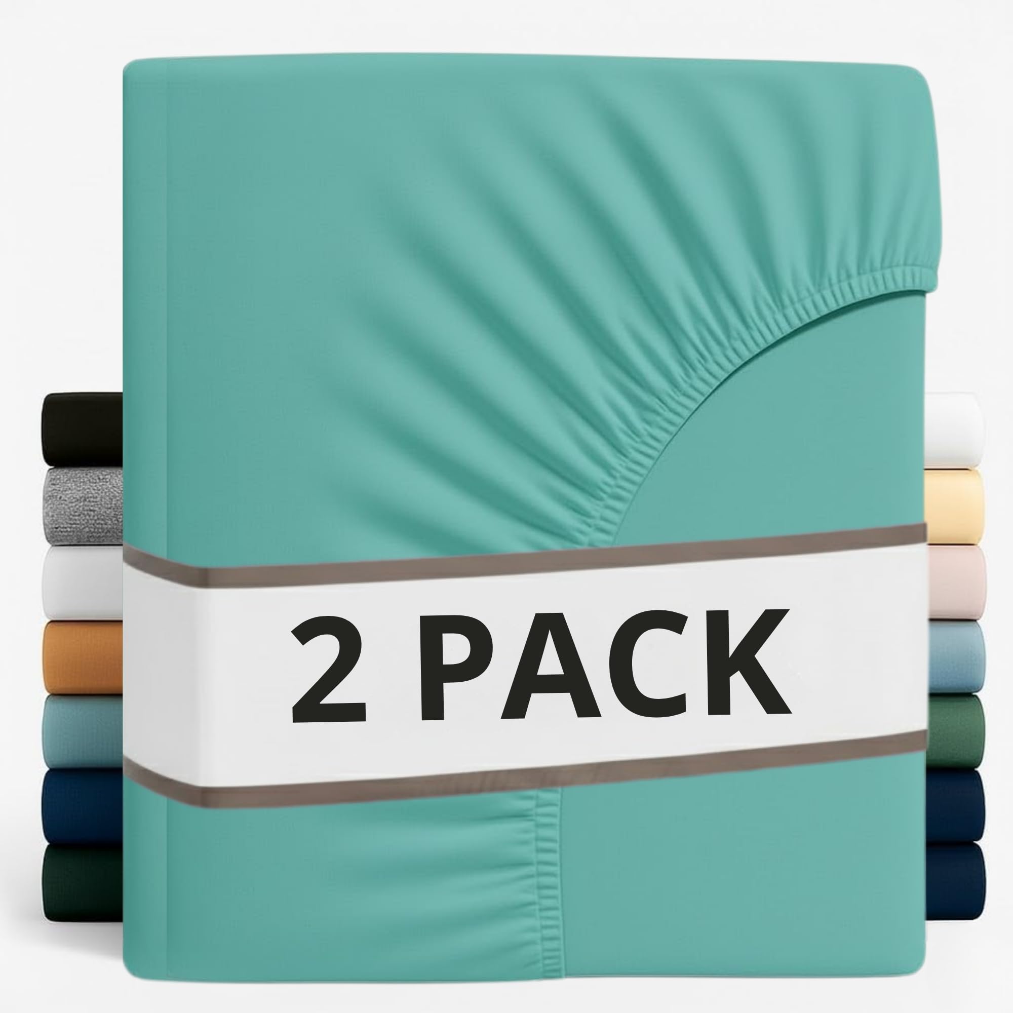 Z&A Bedding 2 Pcs Single Fitted Sheet Duck Egg - 30CM Extra Deep Elastic Corners Bedsheet - Super Soft Brushed Microfibre Bottom Sheet - Washable, Shrinkage & Fade Resistant — image 1