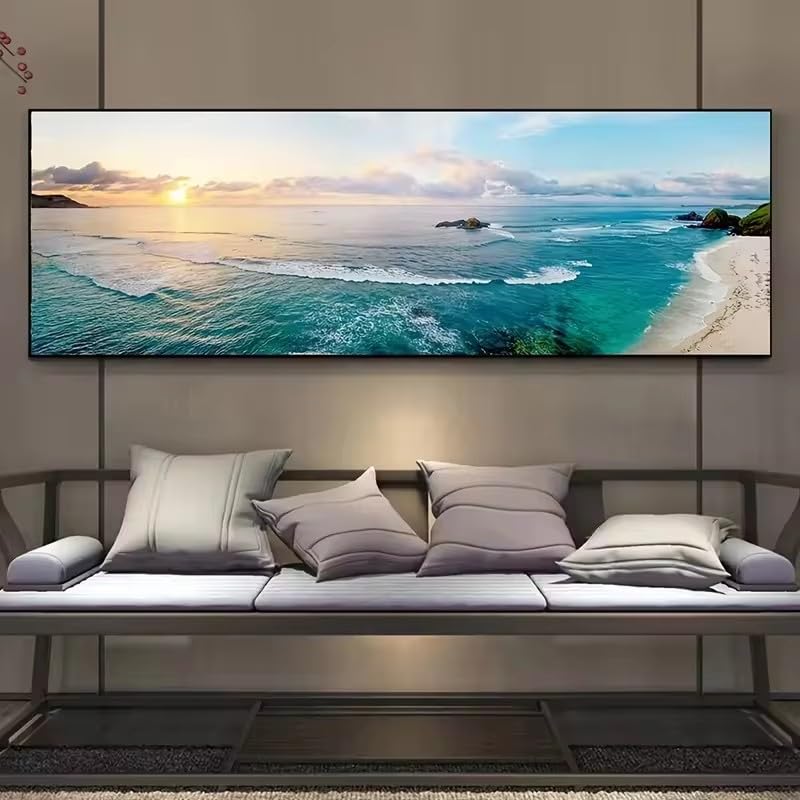 Peinture à l'huile paysage naturel KEMEIQI 40x120 cm sans cadre pour déco