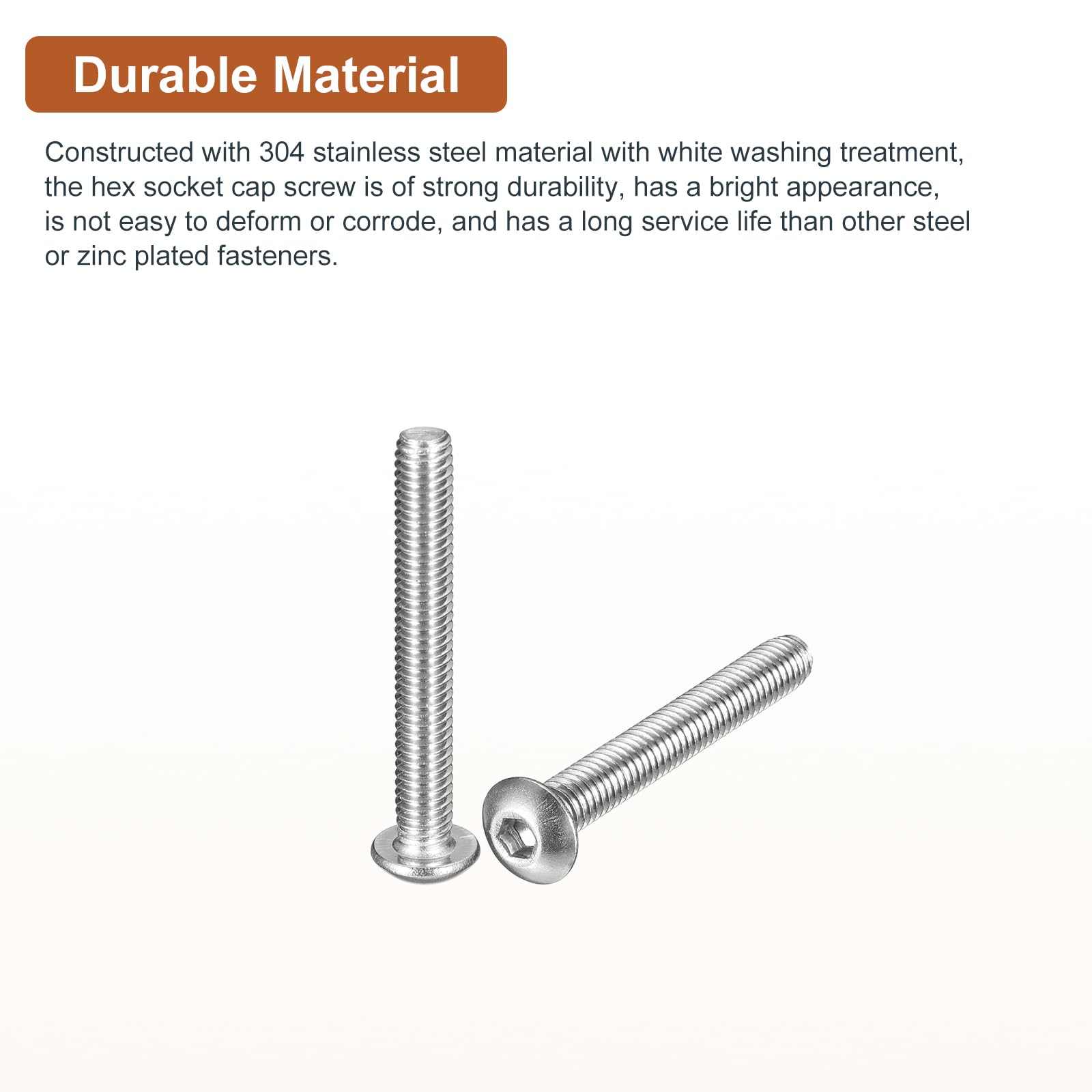 DTGN M4-0.7x30mm Button Head Socket Cap Screws - 25Pack - Good for Machine - 304 Stainless Steel 18/8 - Hex Drive Full Thread Fasteners - Image 3