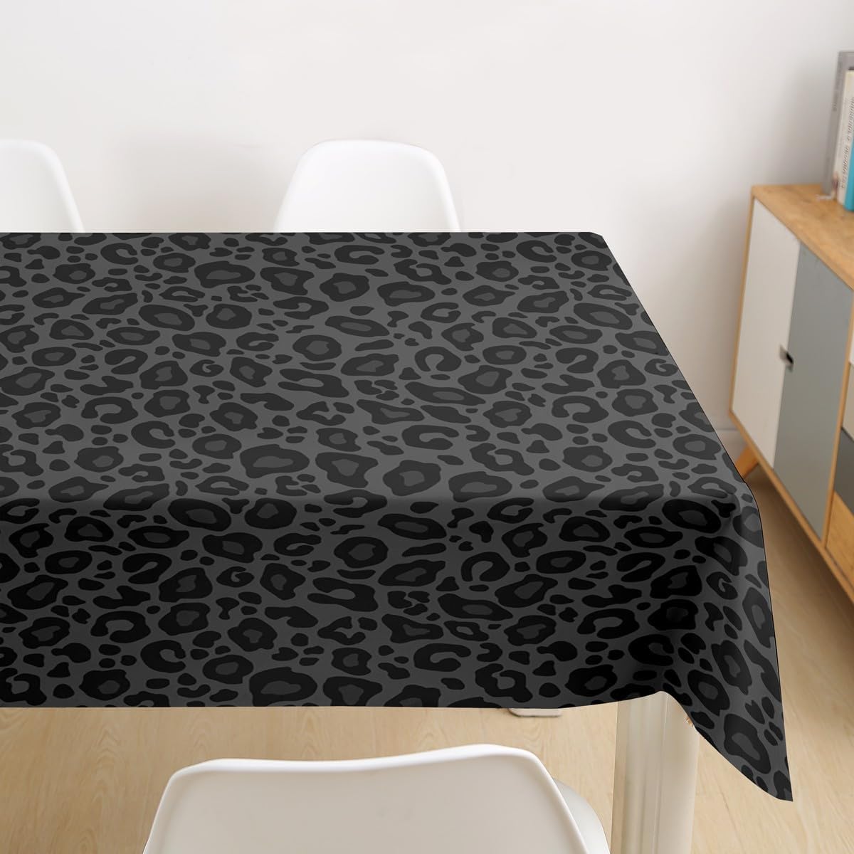 Castle Fairy Black Wild Animal Skin Tablecloths African Cheetah Wildlife Table Cloth for Kids Adults,Leopard Print Decorative Room Table Cover for Dining Room Kitchen,Rectangle 55"x71"