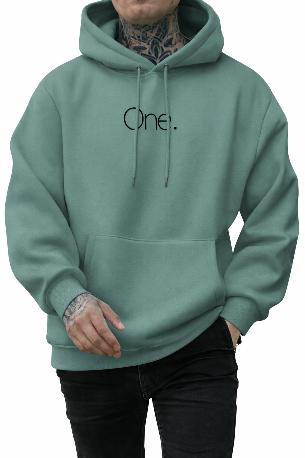 Aurelia Men Stylish Winter Printed Cotton Fleece Hoodie, Green in green