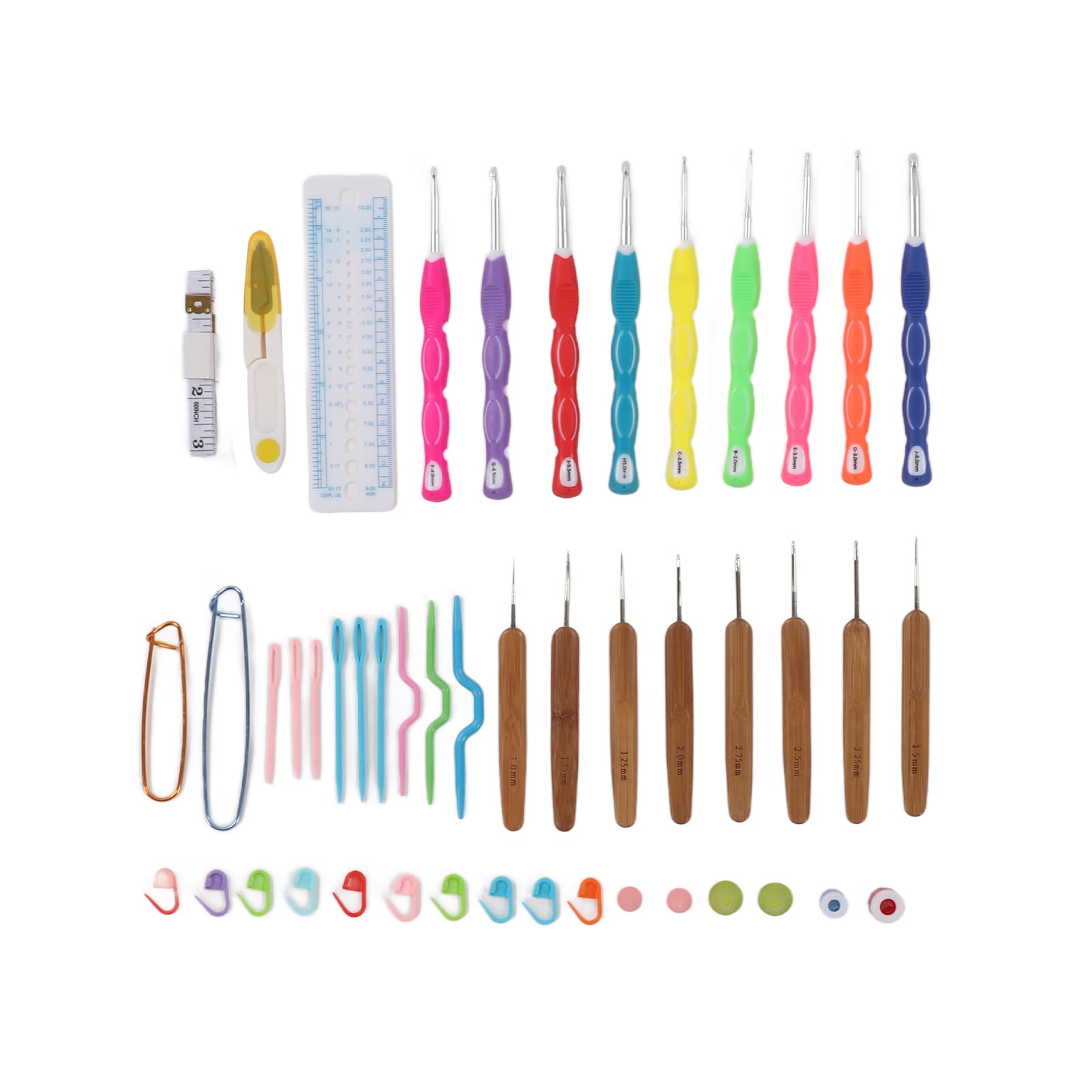 Häkelnadel-Set in mehreren Größen, weiche, ergonomische Griffe, buntes Aluminium-Häkelset mit Aufbewahrungstasche für Decken, Mützen, Schals – DIY-Bastelprojekte