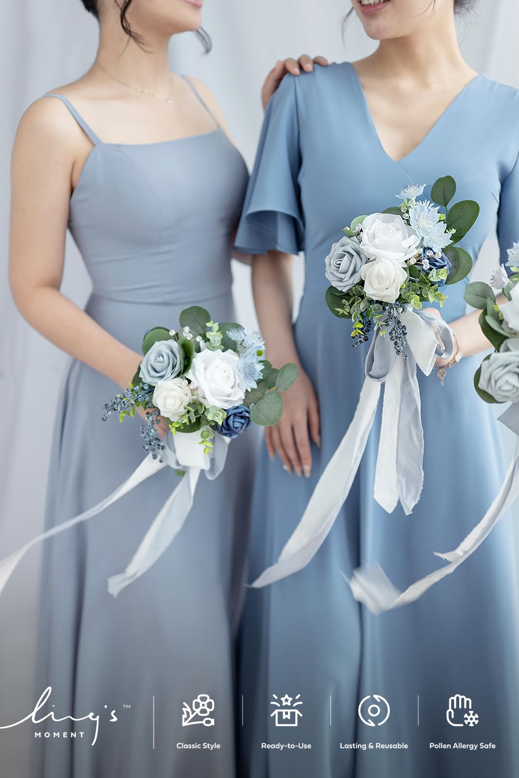 blue dress for baby girl BABARONI Spaghetti Straps A-Line Maxi Bridesmaid Dresses with Slit Dusty Blue, Dusty Blue / US0 main image 0