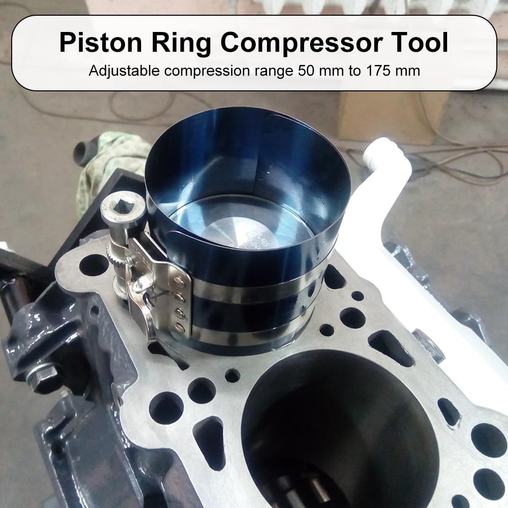 Piston Ring Compressor,Installatore Della Fascia Elastica,Ø50-175 mm Compressore Dell'anello Del Pistone Dell'auto,Installazione Dell'attrezzo Del Compressore Dell'anello Del Pistone Del Motore(4 In)