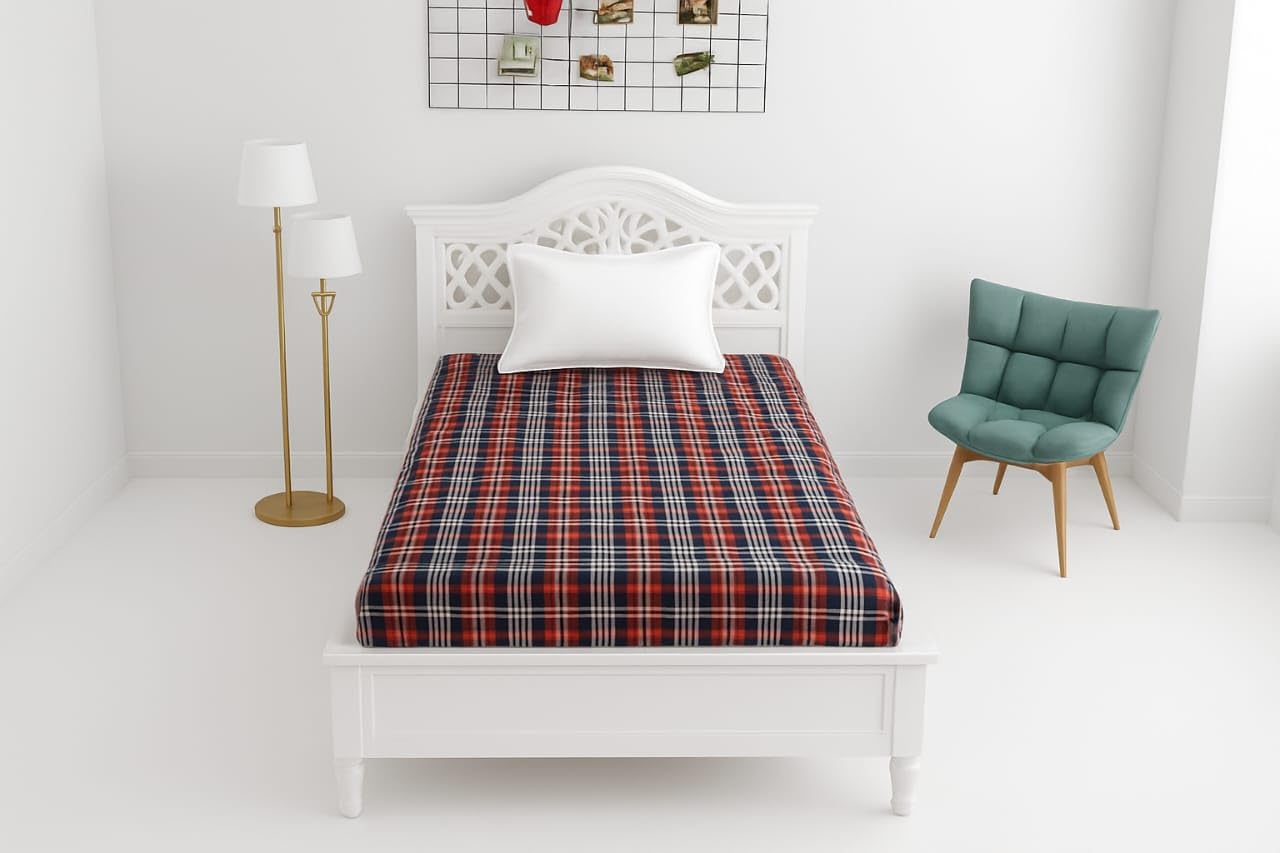 VANOS DREAMZ Cotton Mattress Cover Single Bed Size with Zipper - Chain | Ultra Soft Breathable- Hypoallergenic | 72X48X5 Inches, 6X4 Ft, Multicolor Pack of 1, 250 GSM-image-6
